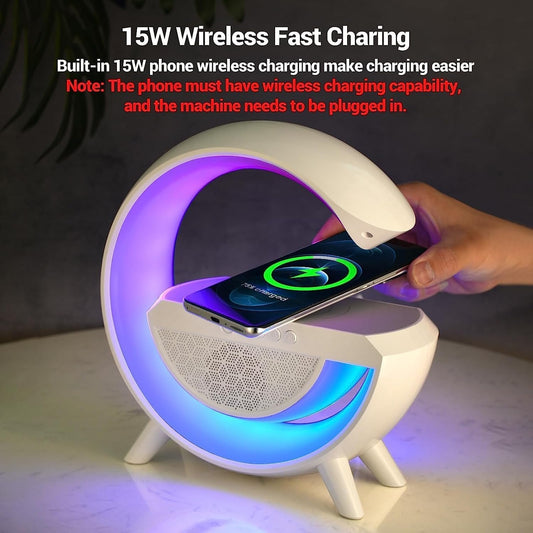 Wireless Charging Bedside LED Night Light, Bluetooth Speaker Lamp BT2301
