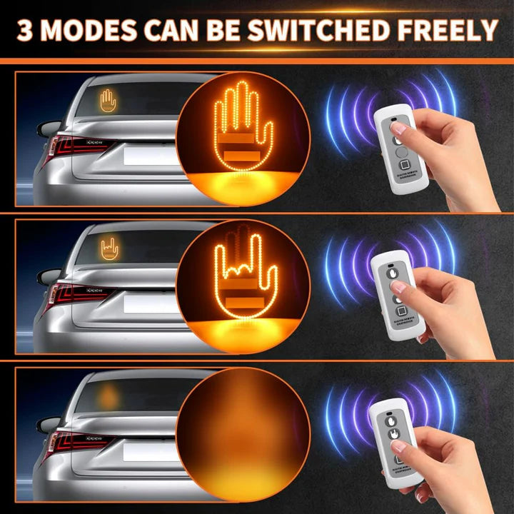 LED Hand Signal Car 3 Modes Middle Finger for Car Rear Window Road With Remote Control