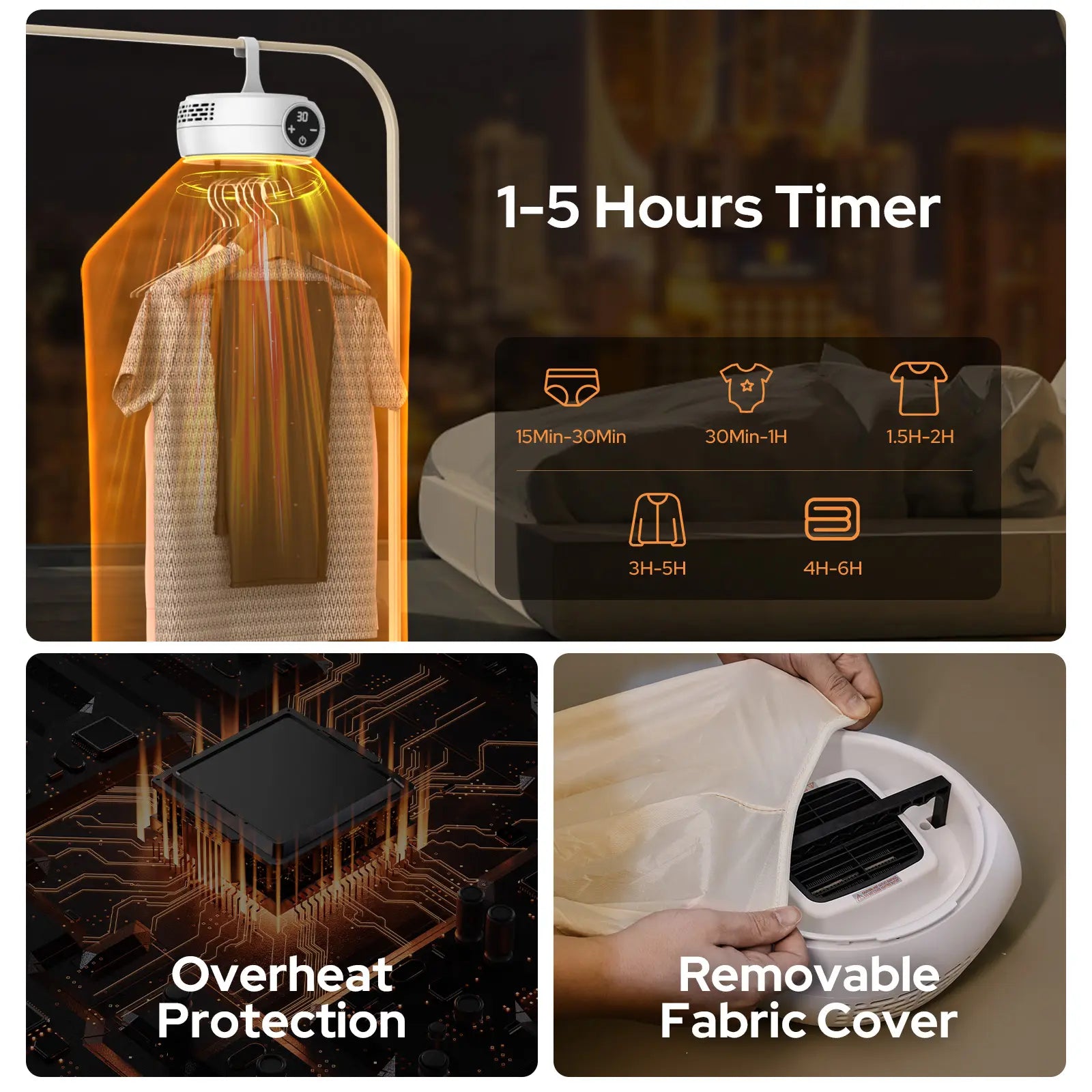 Foldable Electric Clothes Dryer Heater & Sanitizer