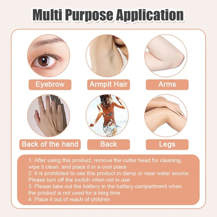 Women Electric Eyebrow Trimmer Hair Removal Epilator Painless